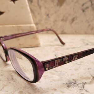 JUDITH LEIBER EYEGLASSES FRAMES JL1040 PURPLE AND BROWN TORTOISE JEWELED WOMEN'S